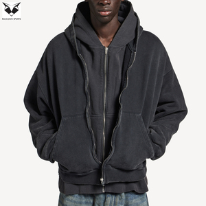 Sweat à capuche élégant à double couche avec capuche intérieure contrastante, style streetwear oversize, tissu épais, fermeture éclair personnalisée, pour homme, hiver - Product Image 2