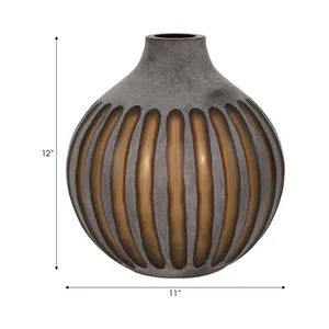 Modern Luxury Metal <b>Square</b> Tabletop <b>Vase</b> 12x11 Inch Handmade Matt Finish Decorative Flower <b>Vase</b> for Floral Display - Product Image 1