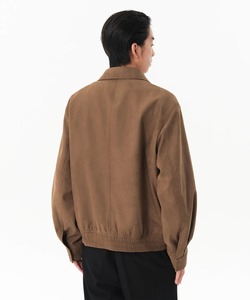 <b>Men's</b> Gray <b>Suede</b> Bomber <b>Jacket</b> Turn-down Collar Zipper Closure Casual Autumn Wear Regular Fit - Product Image 5