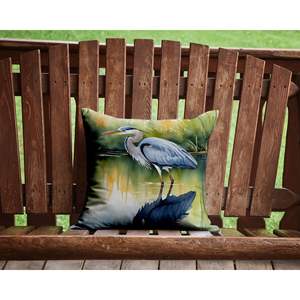 Blue Heron Stalking Prey <b>Throw</b> Pillow Machine Washable 14Hx14W Indoor Outdoor Decorative Pillow <b>for</b> <b>Couch</b> Bed & Patio - Product Image 2