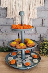 Nouveaux plateaux de service ronds, supports à gâteaux pour mariage, pour table de desserts et nourriture, support à gâteaux en métal à 3 étages - Product Image 5