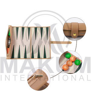 Ensemble de backgammon en cuir de qualité supérieure, enroulable, avec logo imprimé personnalisé, tailles personnalisées pour les voyages et la maison, design classique et portable - Product Image 3