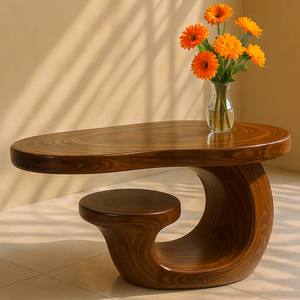 Mesa de Centro de Madera Escultural Moderna para Sala de Estar, Muebles de Arte Contemporáneo, Mesa de Centro de Madera Hecha a Mano - Product Image 3