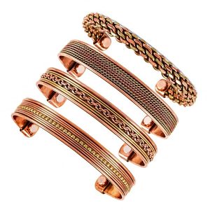 OEM Custom Handmade Copper Bangle Set 3 Designs Tri-Tone <b>Rope</b> & Layered Metal Therapy <b>Bracelets</b> in Gift Packaging Metal Crafts - Product Image 2