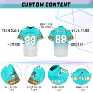 Custom Sublimated American Football Jersey <b>Men's</b> Short Sleeve V-Neck Breathable Mesh Team Name Number All Seasons - Product Image 3
