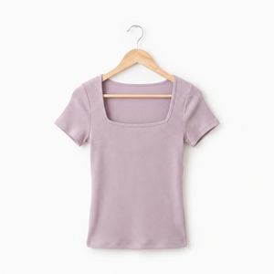 Haut court d'été pour femme, coupe ajustée, col carré, en coton et bambou respirant, vente en gros OEM ODM, logo personnalisé, faible MOQ - Product Image 1