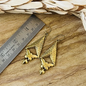 Pendientes de mariposa estilo bohemio, joyería tribal de latón, chapados en oro de 18k, geométricos con diseño animal, al por mayor, para mujer - Product Image 4