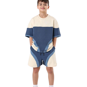 Vente en gros d'ensembles de vêtements pour enfants en coton à manches courtes pour l'été, ensembles de vêtements pour filles et garçons personnalisés - Product Image 2
