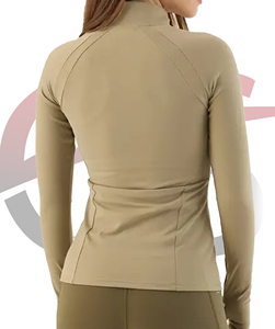Women's Olive Green Full Sleeve Mock Neck Zipper <b>Yoga</b> <b>Jacket</b> Breathable Activewear Sportswear Top Regular Fit Solid Color - Product Image 4
