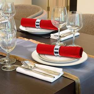 Juego de servilleteros y soportes plateados con forma de corona para decoración de mesas de boda y hoteles, servilleteros metálicos. - Product Image 1