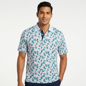 Polo à manches courtes pour homme avec imprimé, design décontracté en polyester respirant tricoté - Product Image 5