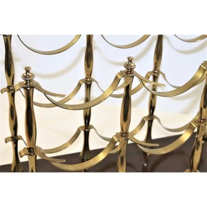 Classic Brass <b>Wine</b> Rack Rectangle Metal Bottle Holder With Wooden Base Durable For Home Bar Storage - Product Image 6