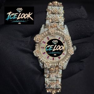 ICE LOOK นาฬิกาข้อมือสแตนเลสสตีลสุดหรูสำหรับผู้หญิง หน้าปัดทรงกลมขนาด 38 มม. ระบบควอตซ์แบบอนาล็อก พร้อมคริสตัลแซฟไฟร์และตัวล็อคแบบพับได้ - Product Image 5