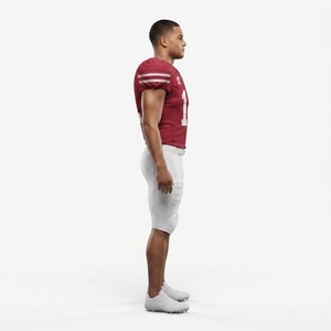 Custom Men's American Football Uniform Set Crimson Mesh Jersey and White Pant Sewn Twill Numbers OEM Sialkot Factory - Product Image 3