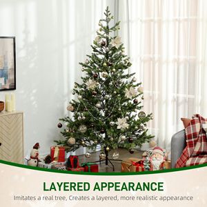 Albero di Natale Artificiale Sparse da 2,1 m con Supporto da Tavolo in Acciaio, 1933 Punte in Ferro PE PVC per Decorazioni Natalizie Casa e Ufficio - Product Image 4
