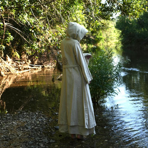 Kimono Boho con Capucha de Algodón Crudo, Túnica Ritual OM Mandala, Prenda para Usar en Capas, Frente Abierto, Manga Ancha, Ropa Casual - Product Image 1