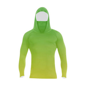 Camiseta de Pesca con Capucha para Hombre, Protección UV UPF 50, Color Sólido Verde, Manga Larga - Product Image 2
