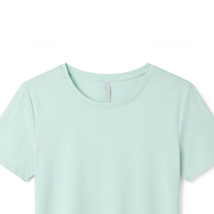 เสื้อยืดคอกลมแขนสั้นผู้หญิงแบบ OEM ODM สั่งทำได้ ทรงปกติ ระบายอากาศได้ดี ผ้าเจอร์ซีย์ถัก สีพื้น เรียบง่าย สวมใส่สบายสำหรับฤดูใบไม้ผลิและฤดูร้อน - Product Image 5