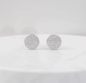 Classic Round <b>Stud</b> <b>Earrings</b> 925 <b>Silver</b> Rhodium Plated Moissanite Diamond Sterling <b>Silver</b> <b>Stud</b> <b>Earring</b> Unisex Everyday Wear - Product Image 1