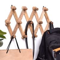Vente en gros de crochets muraux ajustables marron à 13 chevilles, patères et cintres en bois, crochets muraux pliables robustes, WHK-2094