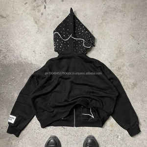 Meilleure vente 2024 hiver arrivée hommes épais polaire blanc plein visage fermeture éclair sweats à capuche à vendre à bas prix strass sweats à capuche - Product Image 4