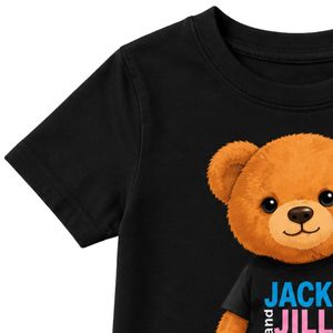 T-shirt graphique noir à manches courtes pour tout-petits, imprimé ours en peluche, col rond, décontracté, léger, pour tous les jours, pour garçons et enfants - Product Image 3