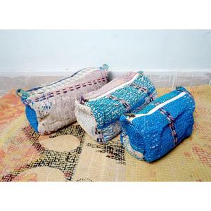 Handmade Floral Pattern Cotton Kantha Cosmetic Pouch Bag with Zipper Closure Modern Style Lightweight Multi-Purpose Women's Gift - Product Image 3