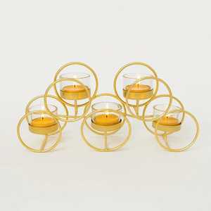 Golden Lumi Aluminum <b>Tea</b> <b>Light</b> Holder Set 5 Interlocking Rings Heat Resistant Eco-Friendly Home Decoration Wedding Candle Stand - Product Image 2