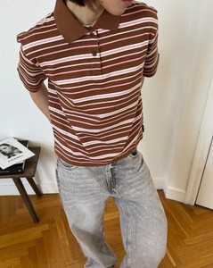 Chemise de rugby pour femme à manches courtes, col demi-boutonné, en maille Oxford, style décontracté vintage preppy, pour l'été - Product Image 5