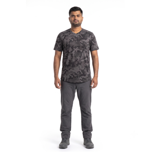Men's V-Neck Performance Hunting Tee 150G Recycled Polyester Athletic Shirt Heat-Bonded Seamless <b>Camouflage</b> - Product Image 1