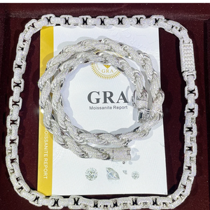 Collar de Plata de Ley S925 con Cadena de Cuerda y Diamante Cultivado en Laboratorio, Unisex, Estilo Hip Hop, para Boda, Aniversario, Compromiso, Fiesta - Product Image 6