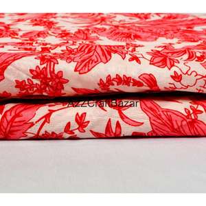 Tissu tissé artisanal indien Sanganeri 100 % coton, imprimé au bloc, écologique, respirant, séchage rapide, léger, pour filles - Vente en gros - Product Image 1