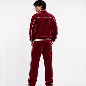 OEM <b>Men's</b> <b>Velvet</b> Tracksuit 100% Cotton/Polyester Eco-Friendly Quick Dry Anti-Bacterial Sweatsuit Velour <b>Jacket</b> Sweatpants Gym - Product Image 4