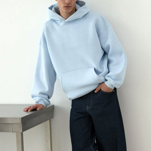 เสื้อฮู้ดดี้โอเวอร์ไซส์ผู้ชาย สีฟ้าอ่อน ผ้าเฟรนช์เทอร์รี่ สวมใส่สบาย มีกระเป๋าหน้า ผ้าฝ้าย 100% ระบายอากาศได้ดี - Product Image 1