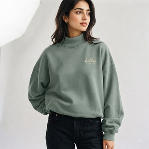 Sudadera de Cuello Alto para Mujer, Superventas, Suave y Ligera, de Felpa de Algodón, con Logotipo Personalizado, Informal, para Uso Diario en Invierno, Venta al Por Mayor - Product Image 1