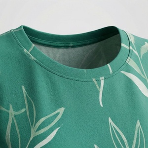 Conjunto de Top sin Mangas y Pantalones Cortos con Estampado de Hojas Verdes para Mujer, Estilo Casual Holgado, Transpirable, Tejido de Punto, 2 Piezas, para Primavera/Verano - Product Image 4