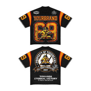 Ensemble de chemises courtes en tissu éponge écologique de haute qualité, fabriqué sur mesure par Muid, pour un look décontracté d'hiver, avec un design délavé au soleil et des strass - Product Image 2