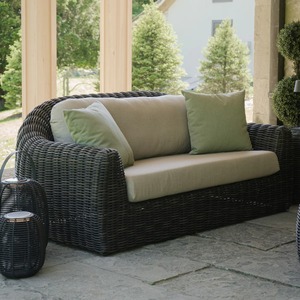 Contemporary Outdoor Rattan Sofa Two Seat With White Cushions Waterproof Garden Furniture UV Resistant PE Wicker Design - Product Image 3
