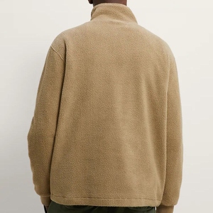 Nouveau sweat à capuche en polaire épaisse avec broderie de logo personnalisé, fermeture éclair 1/4, col montant, tricoté ample pour l'hiver, unisexe - Product Image 3