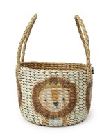 Panier en jonc de mer peint avec un visage de tigre, panier de rangement fait main, vente en gros, écologique, fabriqué au Vietnam