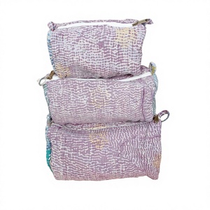 vintage Kantha Cotton <b>Pouches</b> Set of 3 Sizes for Travel & Storage Ideal for organizing cosmetics <b>pouch</b> set - Product Image 1