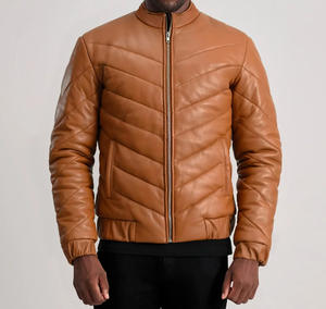 Chaqueta Vaquera Marrón Unisex Personalizada en Oferta, Cuello Alto, Resistente al Viento e Impermeable, Estilo Vintage para Motociclistas, Cierre de Cremallera, Talla Grande, para Invierno - Product Image 4