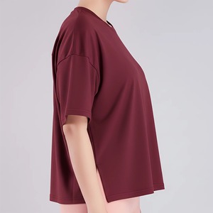 Nouveauté 2026 – T-shirt femme streetwear à col ras du cou et épaules tombantes, 100 % coton, style hip-hop, respirant, idéal pour l'été - Product Image 5