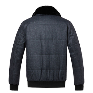 2026 New Men's Woolen Bomber <b>Jacket</b> With Faux Fur Collar Windproof Winter <b>Padded</b> Coat Casual Style Regular Fit Zipper Closure - Product Image 2