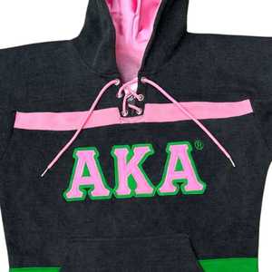 เสื้อฮู้ดฮอกกี้สีดำล้างสีแบบ AKA ปักลายตัวอักษรกรีก ยูนิเซ็กส์ สวมใส่สบาย สไตล์สตรีทแวร์ ทรงพอดีตัว - Product Image 5