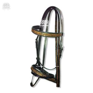 Cabecera de Carreras de Caballos de cuero genuino con riendas a juego Hebillas de acero inoxidable Venta al por mayor Equipo de Carreras de Caballos - Product Image 1