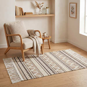 Tribal Pattern Cotton Area Rug for Coffee <b>Table</b> Family Room & Rustic Farmhouse Décor - Product Image 3