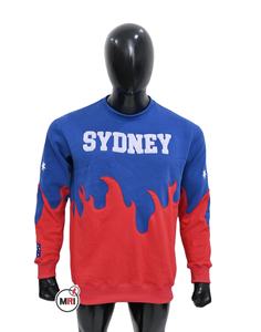 Vente en gros 100% sweat molleton en coton bicolore flamme détresse broderie respirant durable manches longues vêtements uniques - Product Image 5