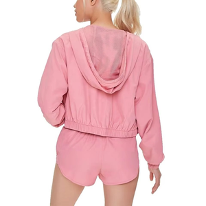 OEM Women's <b>Lightweight</b> Hooded <b>Jacket</b> Shorts Set Quick Dry Activewear <b>Running</b> Workout Athleisure Clothing - Product Image 4