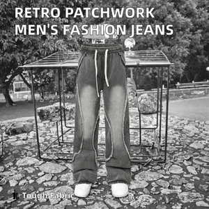 Pantalones Harem de Mezclilla Lavada para Hombre y Mujer, Ajuste Holgado, Cintura con Cordón, Diseño Desgarrado, Estilo Casual, Algodón de Peso Medio, Ropa de Otoño - Product Image 4